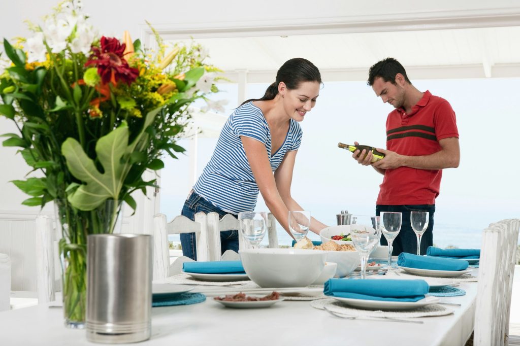 Preparing a table for a meal